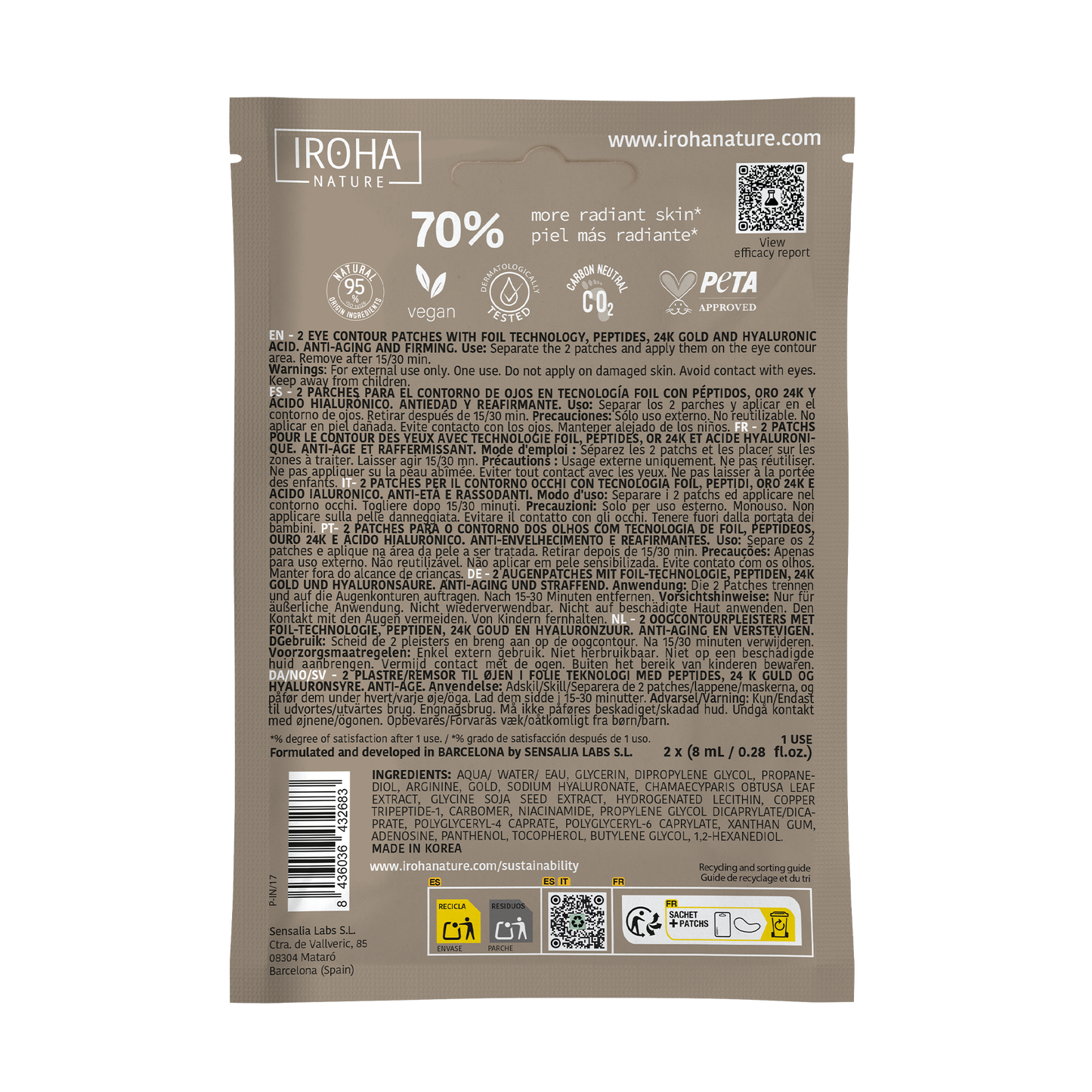 Patchs contour des yeux anti-âge GOLD + Peptides
