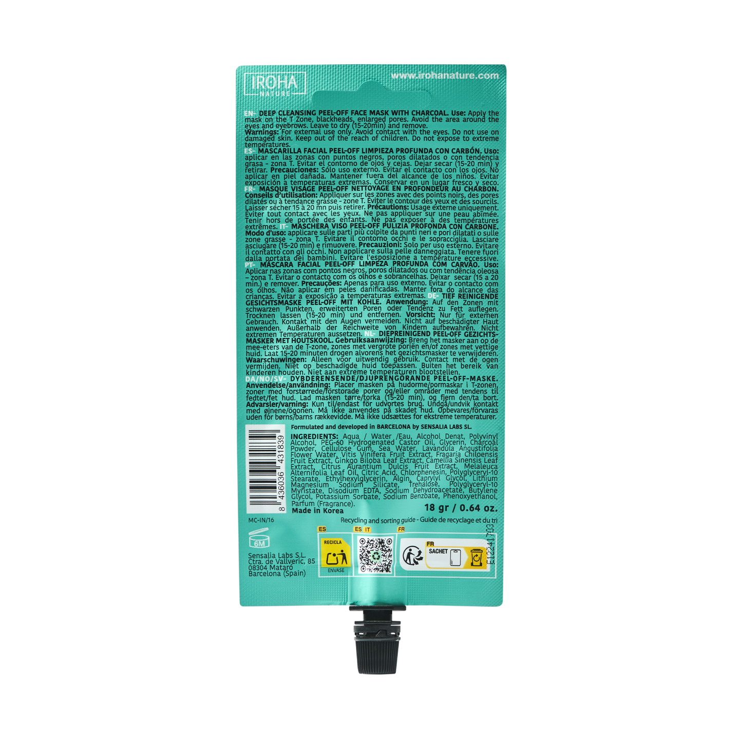 Masque peel-off au charbon nettoyant en profondeur