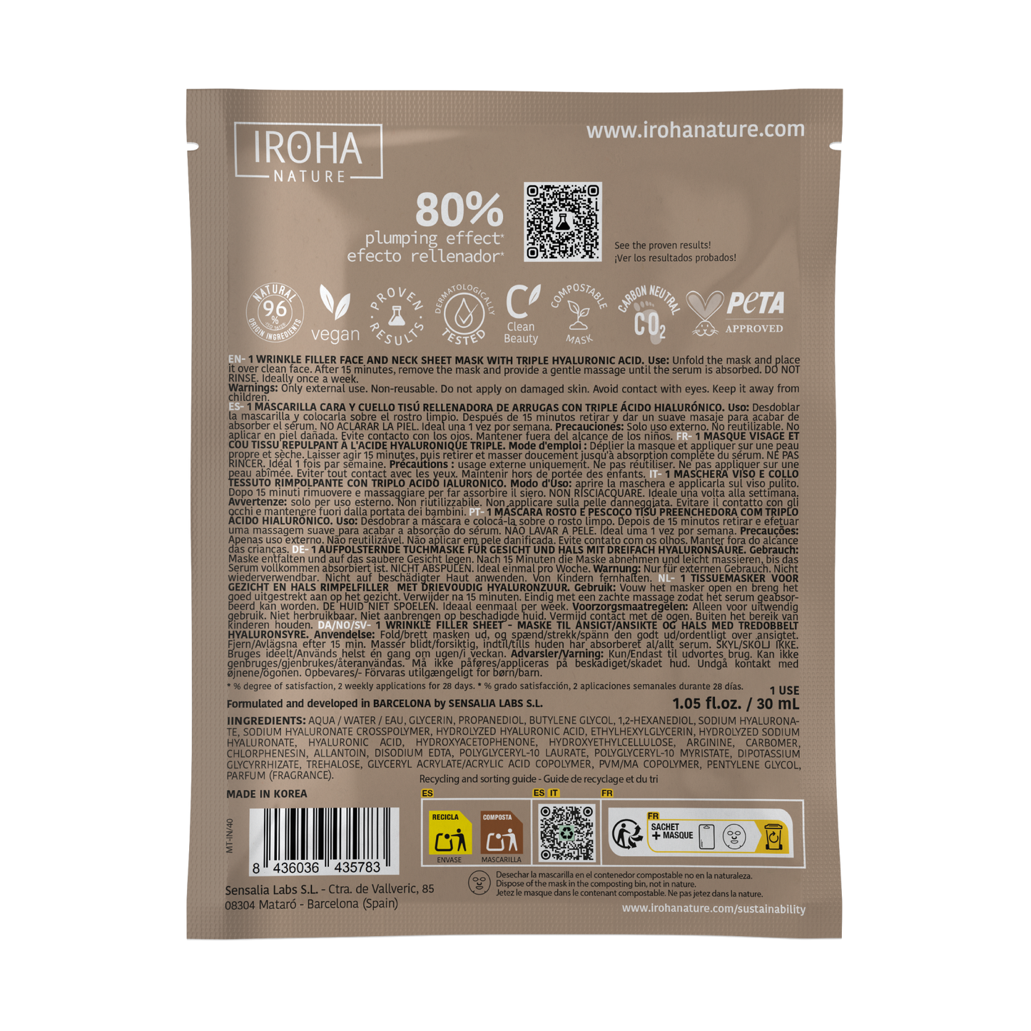 Masque combleur de rides triple acide hyaluronique