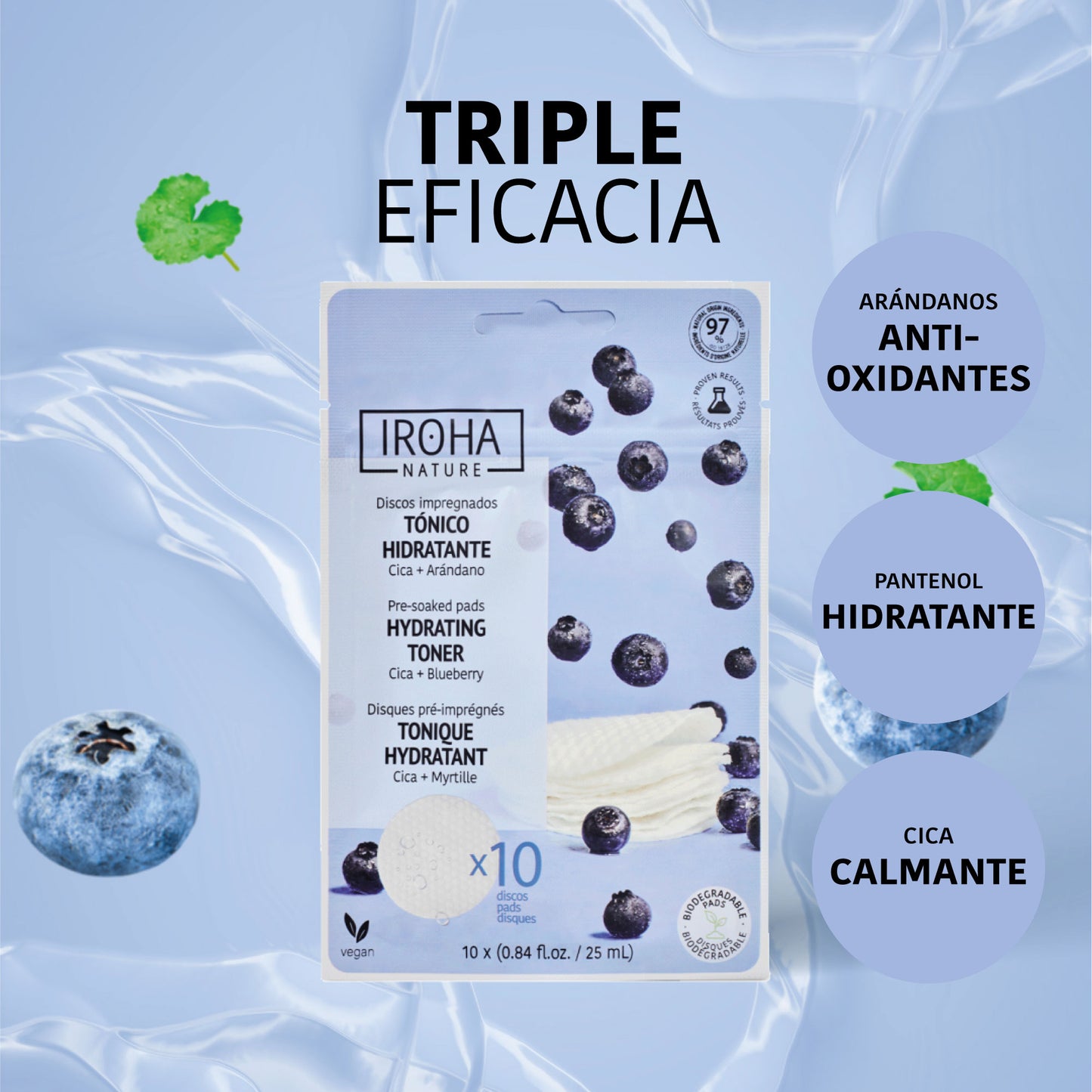 Disques Toniques Hydratants et Apaisants à la Myrtille