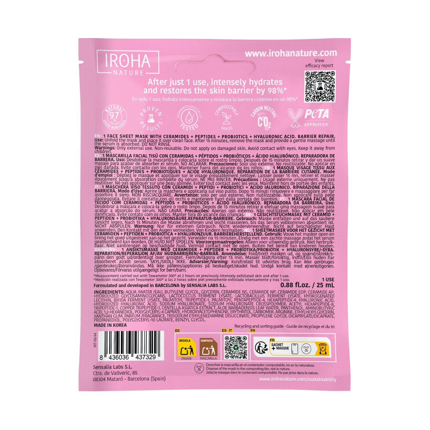 Masque réparateur barrière aux céramides