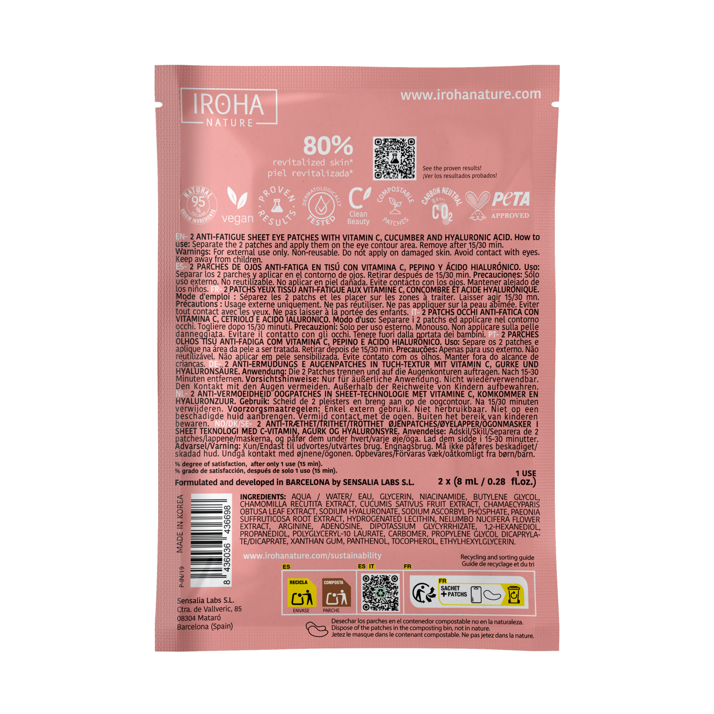 Patchs yeux anti-fatigue à la vitamine C