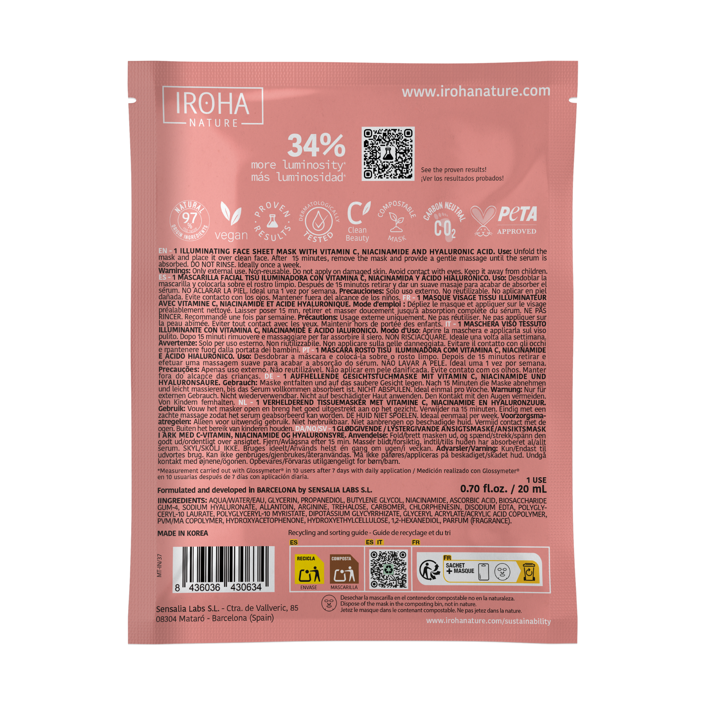 Masque illuminateur à la vitamine C