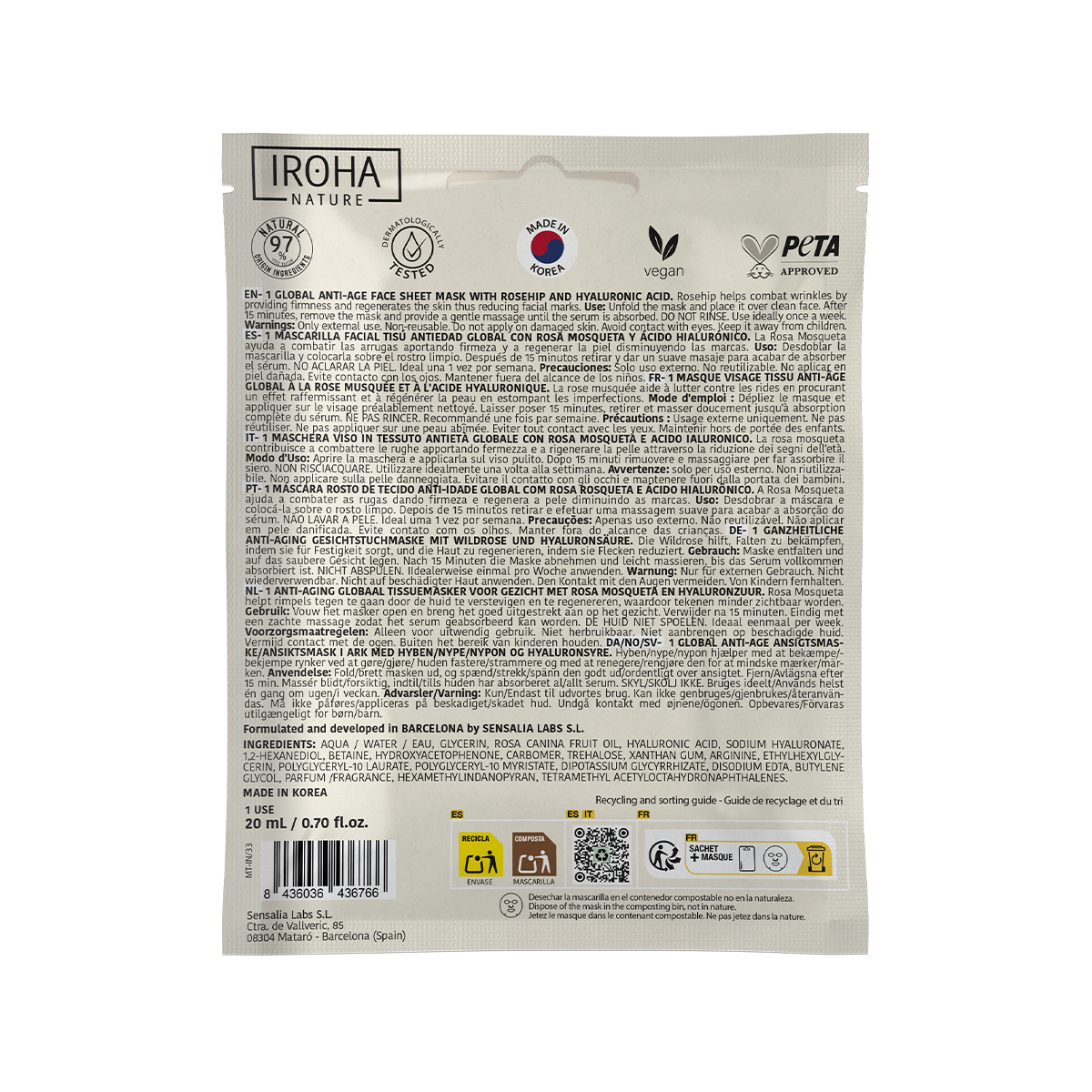 Mascarilla Facial Antiedad Global con Rosa Mosqueta